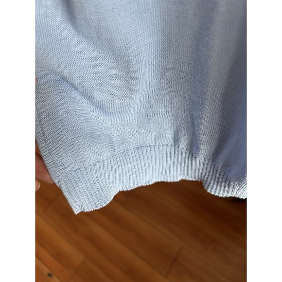 Made In Italy Cotton Extra Fine Blue Sweater L Preppy Coastal Old Money Summer - Picture 6 of 13